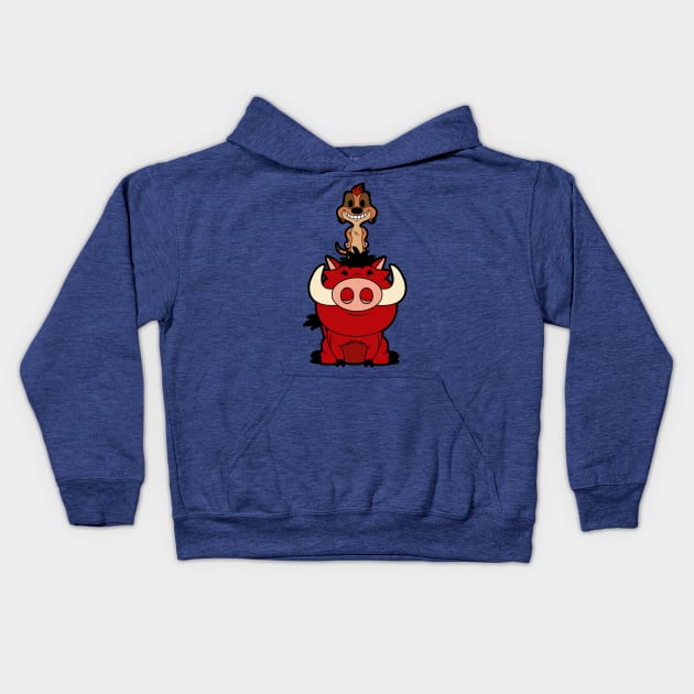 timon and pumba chibi Kids Hoodie by nataliawinyoto